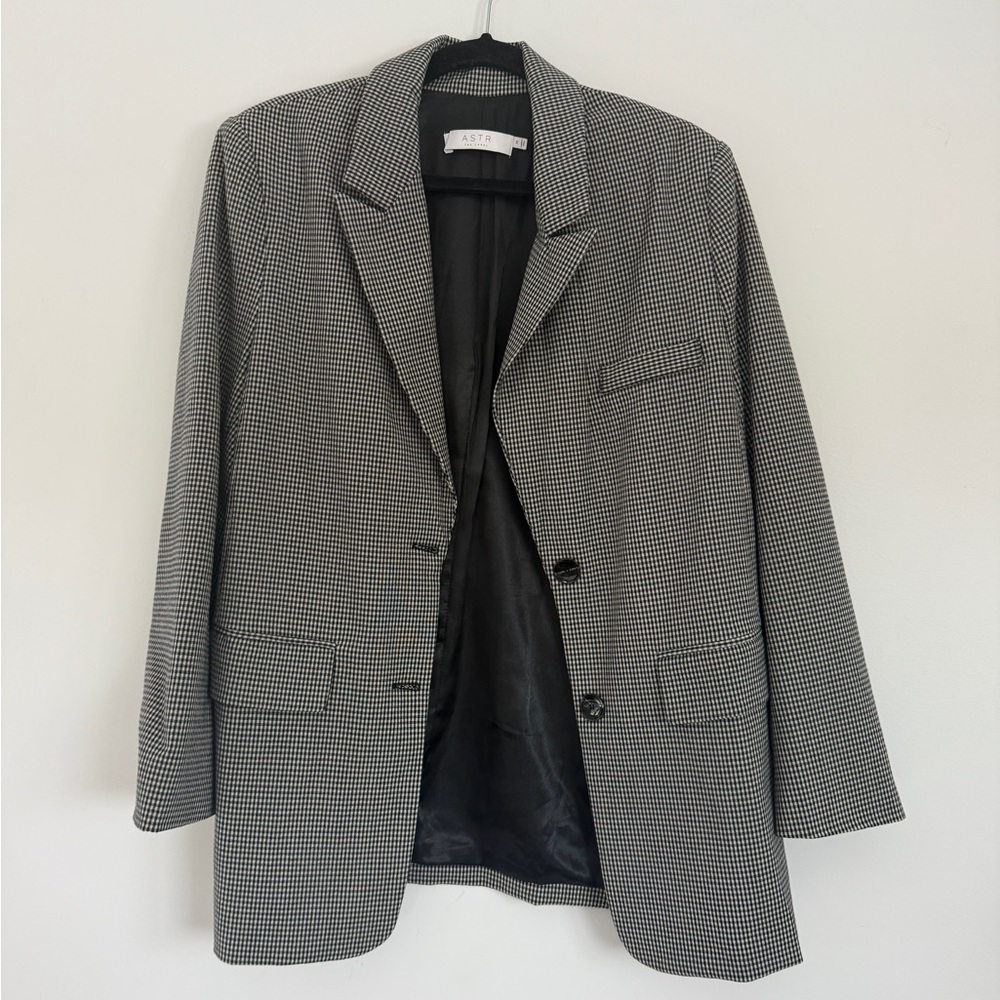ASTR gingham black and white oversized blazer